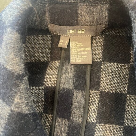 Per Se, Navy & Gray Checkered Wool Jacket, Size 4 - Picture 11 of 11